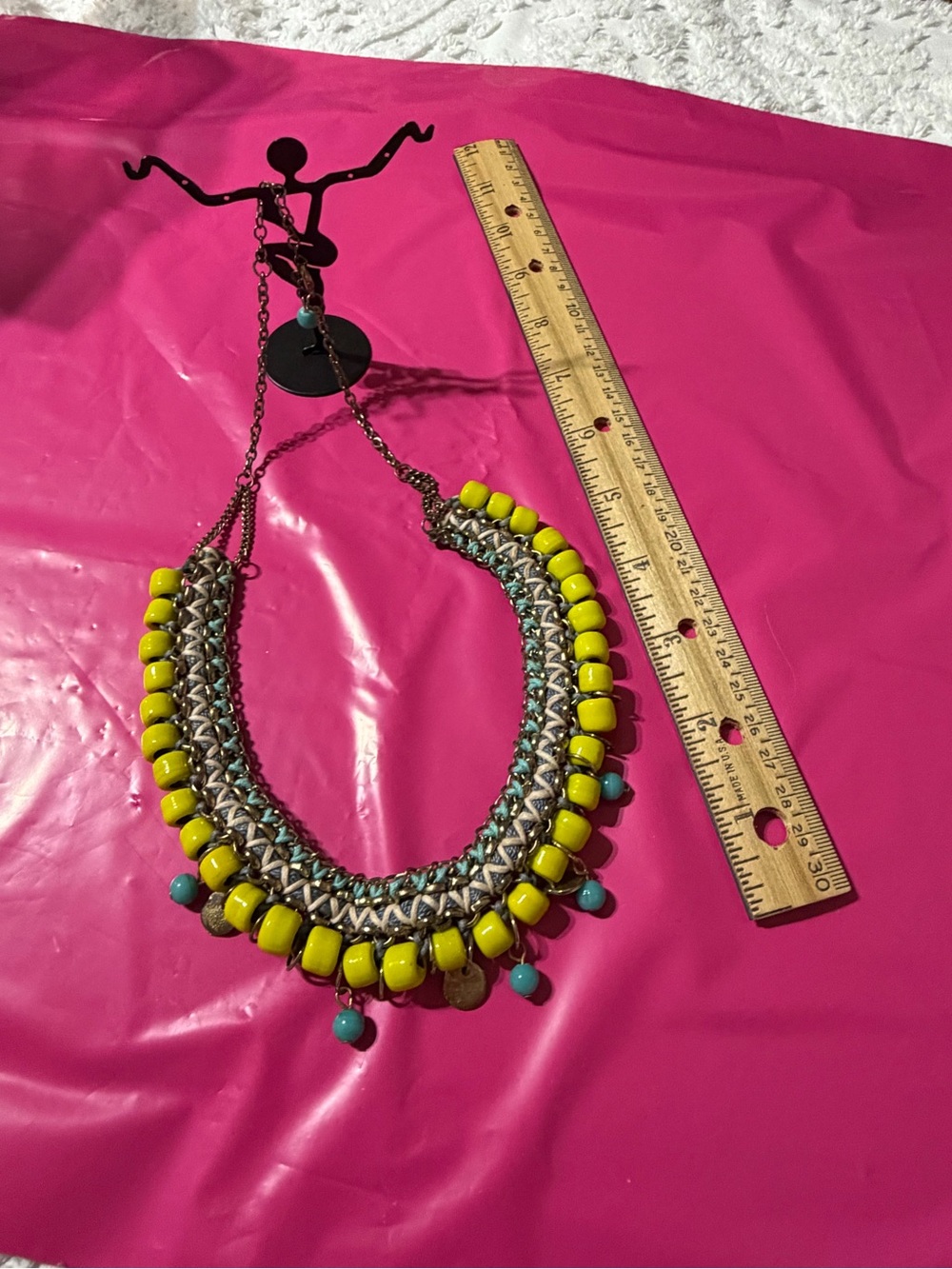 Noonday Collection Yellow and Turquoise Beaded Bib Necklace